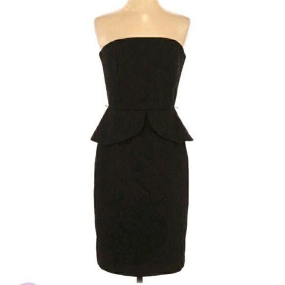 Vintage WHBM 80's Cocktail Structured Strapless Lace Peplum Dress Black Sz 4 - Picture 5 of 13